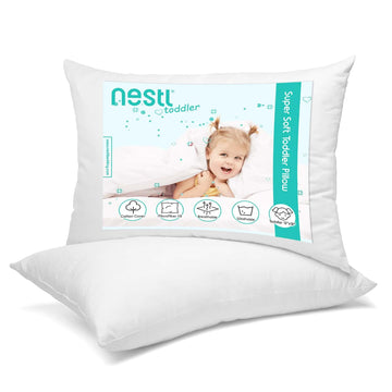 Nestl 2 Pack Toddler Pillow for Sleeping 13 x 18, Small Kids Pillow for Travel, Car, School, Nap, & Toddler Bed, Machine Washabl