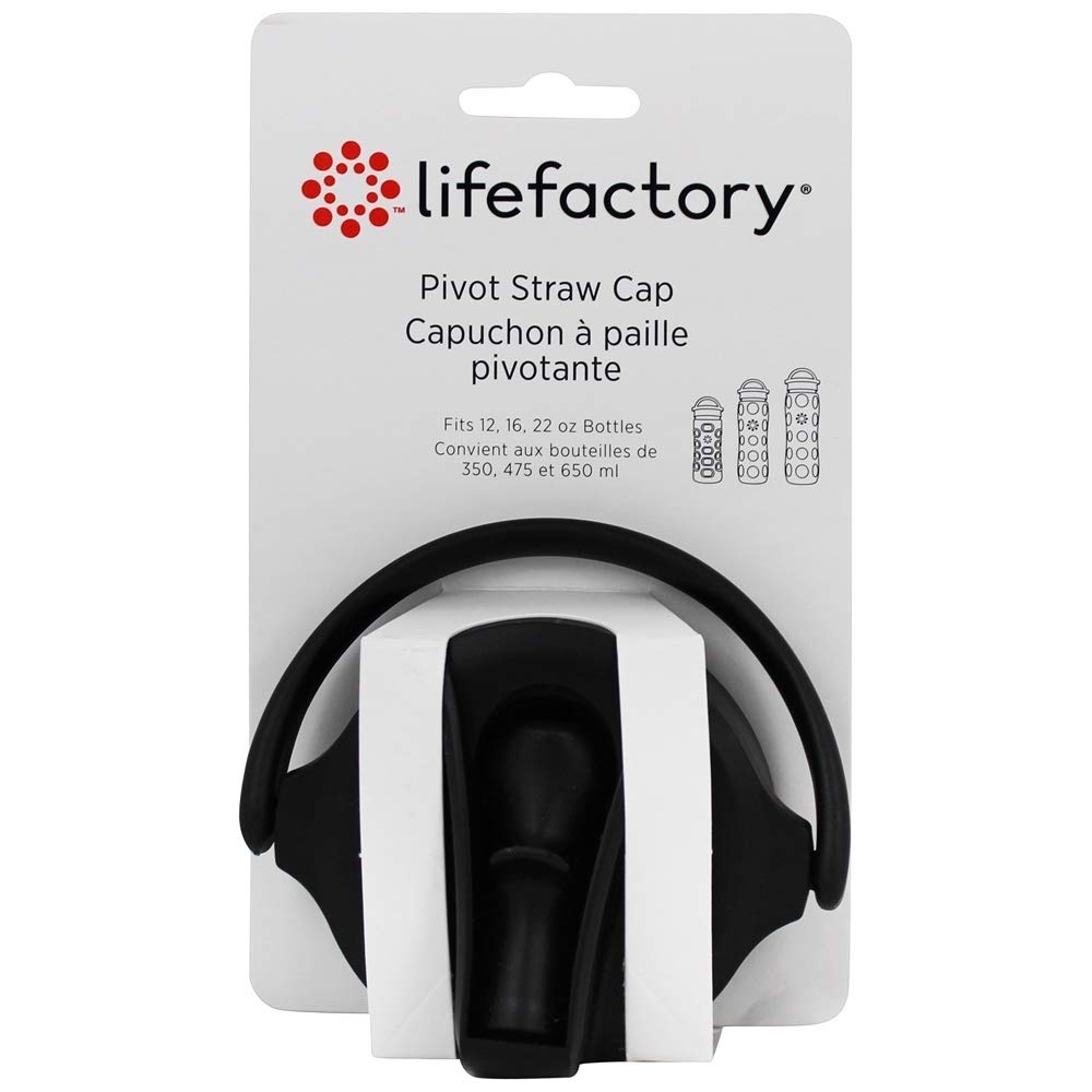 Lifefactory Bpa-Free Pivot Straw Cap For 12-Ounce, 16-Ounce, And 22-Ounce Glass Bottles, Onyx