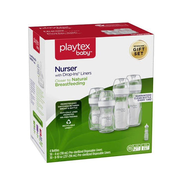 Playtex Baby Nurser Bottle Gift Set, With Pre-Sterilized Disposable Drop-Ins Liners, Closer To Breastfeeding