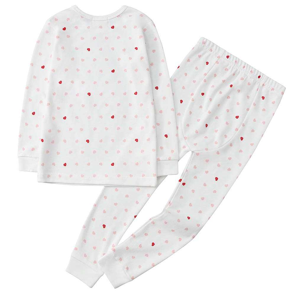 Owlivia 100% Organic Cotton Baby Long Sleeve Pajama Sets, Toddler Boy Girl 2-Piece Sleepwear(6 Years, Pink Heart)