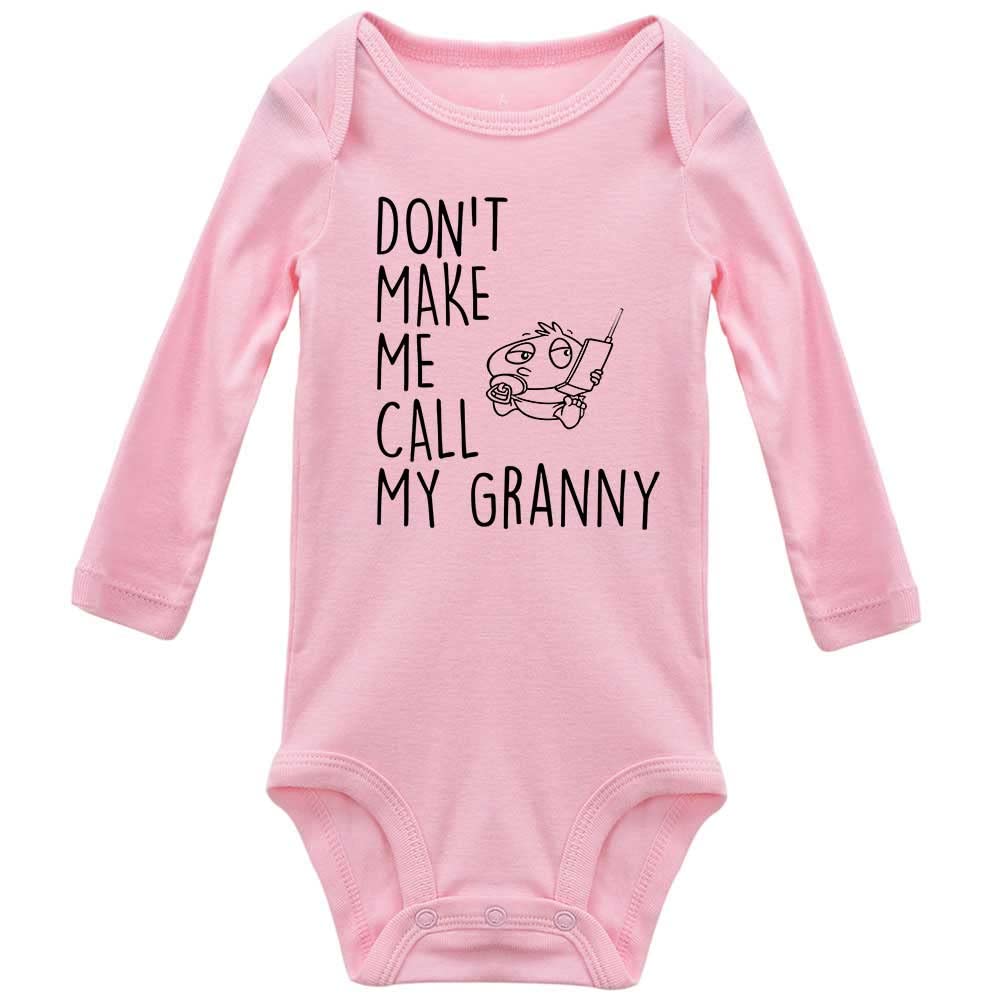 Yeavomeny DonT Make Me Call My Granny Cute Newborn Bodysuit For Baby Boy & Girl Long Sleeve, CPink, 03 Months