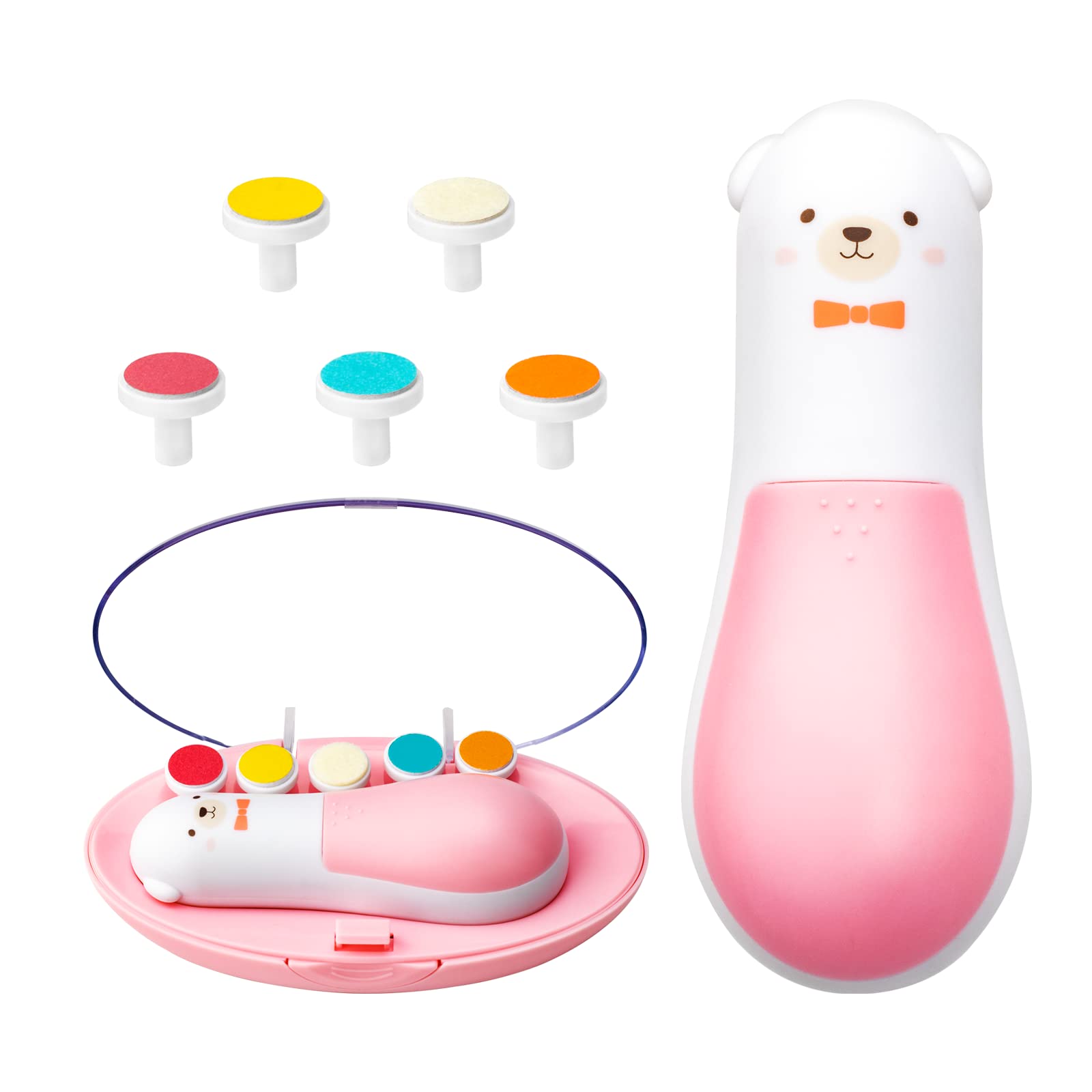 Qunlions Life Baby Nail Trimmer Electric,Baby Clippers, 6 In 1 File,Nail File Grooming Kit Manicure Set For Toddler Or Adults (P