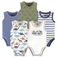 Touched By Nature Unisex Baby Organic Cotton Bodysuits, Bold Dinosaurs, 3-6 Months