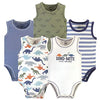 Touched By Nature Unisex Baby Organic Cotton Bodysuits, Bold Dinosaurs, 3-6 Months
