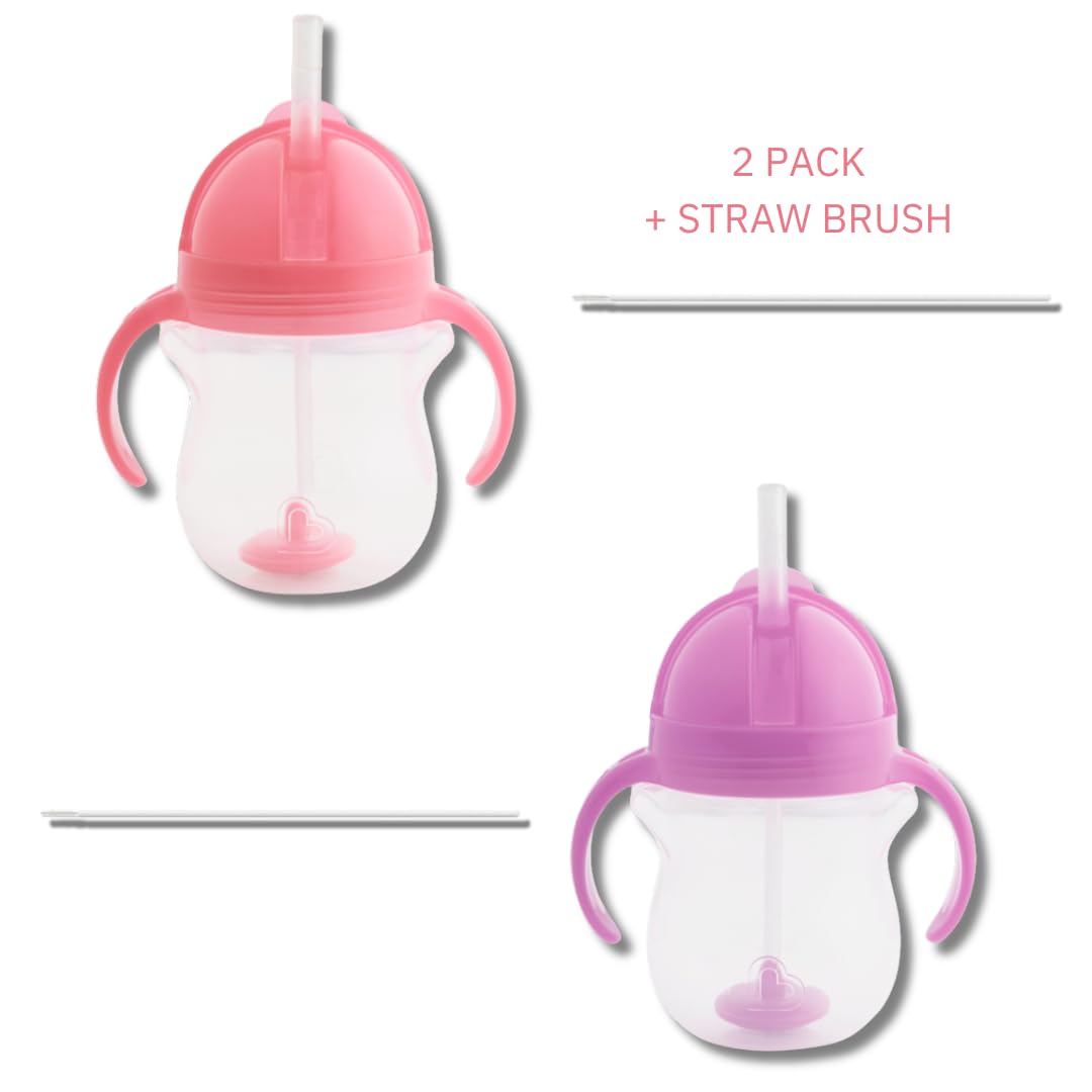 Munchkin Weighted Straw Sippy Cups For Toddlers 7Oz, Leak Proof, Easy To Hold-Great Toddler Cups With Straws, Supports Straw-Use