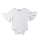Mubineo Infant Baby Girl Basic Bell Short Sleeve Cotton Romper Bodysuit Tops Clothes (White, 3-9 Months)