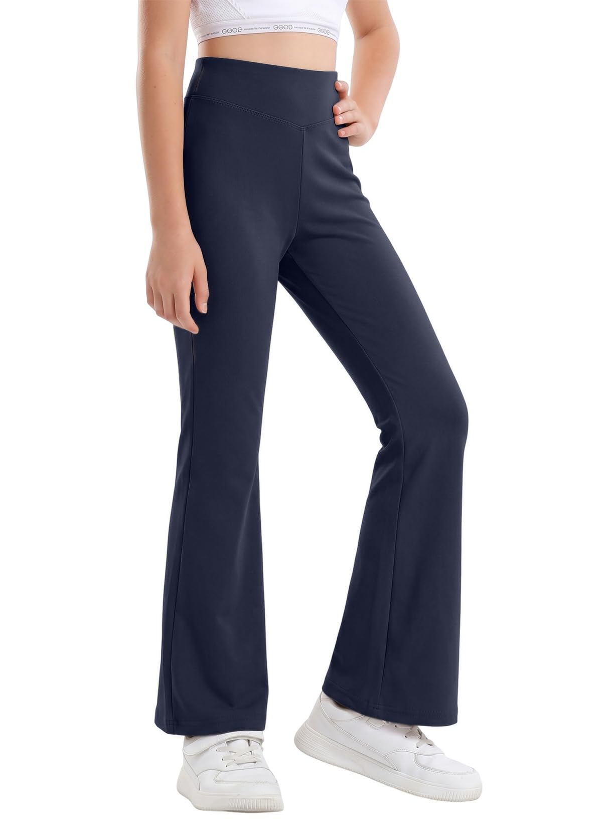 blibean Girls High Waist Flare Leggings School Pants with Pockets Size 615