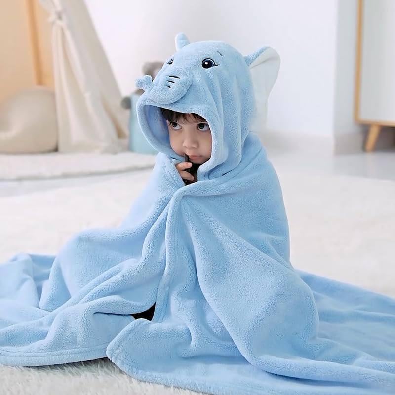 SHOPSUTRA Baby Hooded Bath Towel with Animal Hood Design, Soft Fabric Wrap for Infants and Toddlers