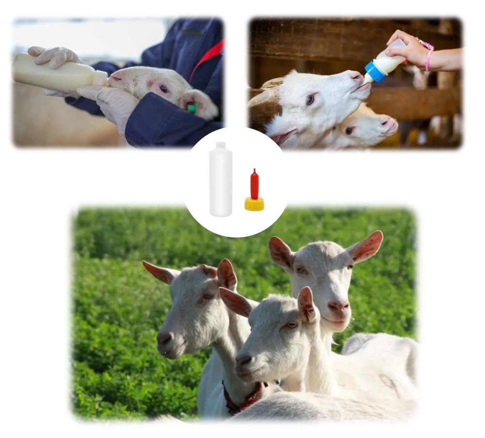 6Pcs Goat Feeding Bottles 400 Ml/13.5 Oz And 12 Nipples, Lamb And Kid Bottle, Livestock Baby Bottle For Sheep,Lamb,Calf And Othe