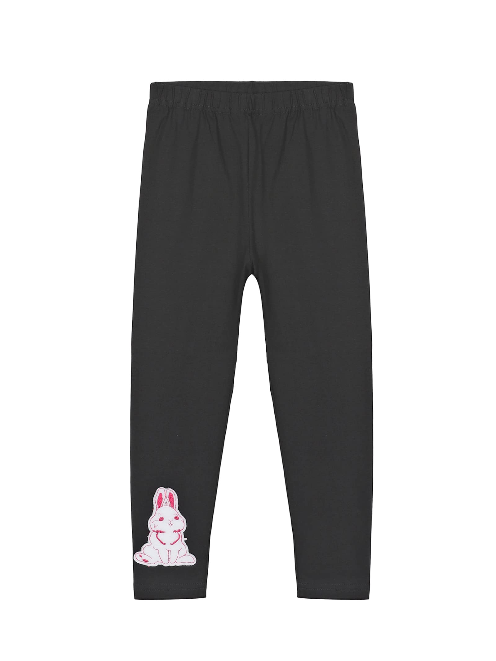 KiddoPanti Girls Bunny Applique Legging, Black Bunny, 1214Y