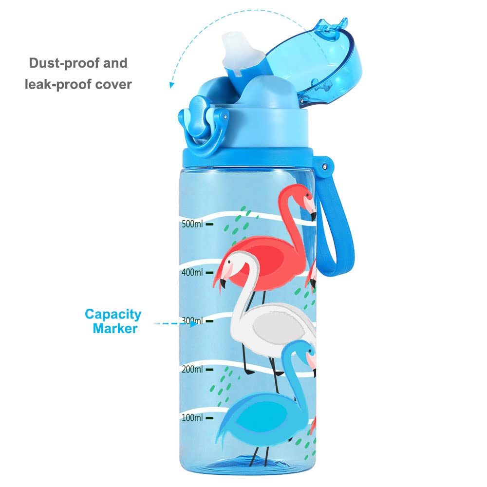 Home Tune Cute Water Bottle For School Kids Girls Boys, Soft Silicone Straw & Bpa Free & Leak Proof & Easy Clean, 24Oz / 700Ml -