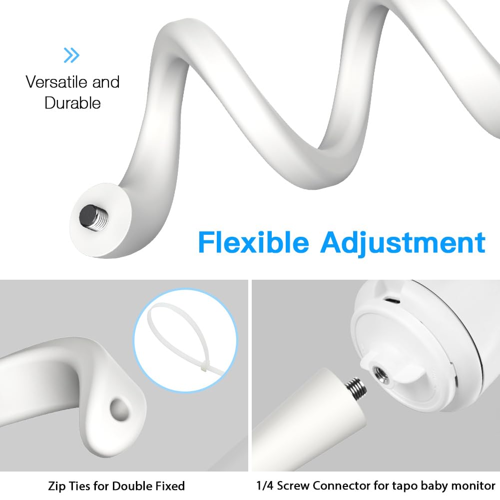 Koroao Flexible Twist Mount For Arenti Baby Monitor/Arenti 3Mp Baby Monitor,No Tools Or Wall Damage Required (White)