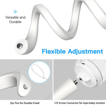 Koroao Flexible Twist Mount For Arenti Baby Monitor/Arenti 3Mp Baby Monitor,No Tools Or Wall Damage Required (White)