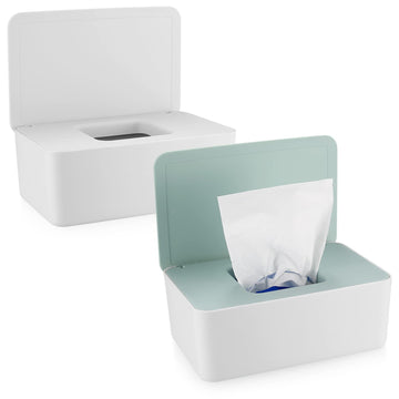 Xhjzgctech 2Pcs Diaper Wipes Dispenser, Refillable Wipe Container, Wipe Container With Sealing Design Lid, Keep Wipes Fresh,Wet