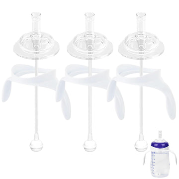 Giftophilia Straw Sippy Cup Conversion Kit for Lansinoh Baby Bottles, Soft Top and Weighted Straw Transition Kit with Handles, S
