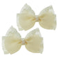 Ivory 3.3 Inches Lace Bow with Pearls for Little Girls 1.97 Inches Alligator Clip