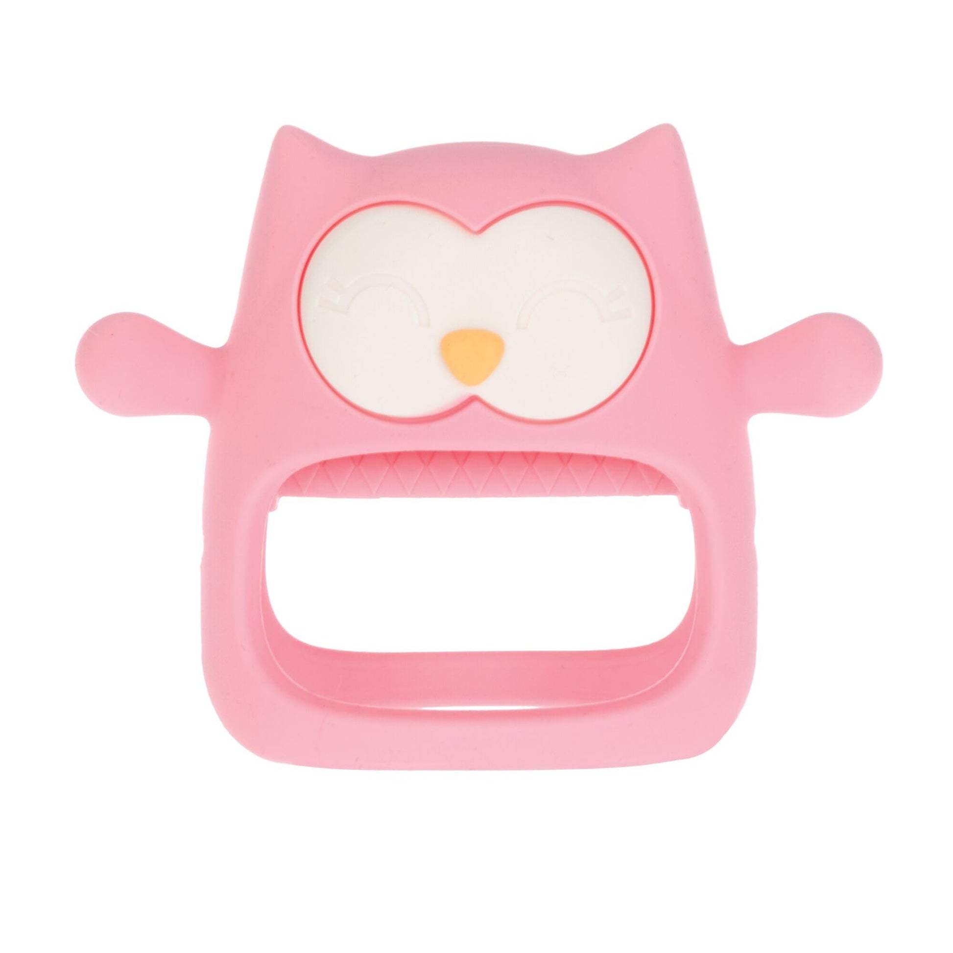 Nuby Silicone Wrist Grip Teething Mitten - 3+ Months, Pink Owl
