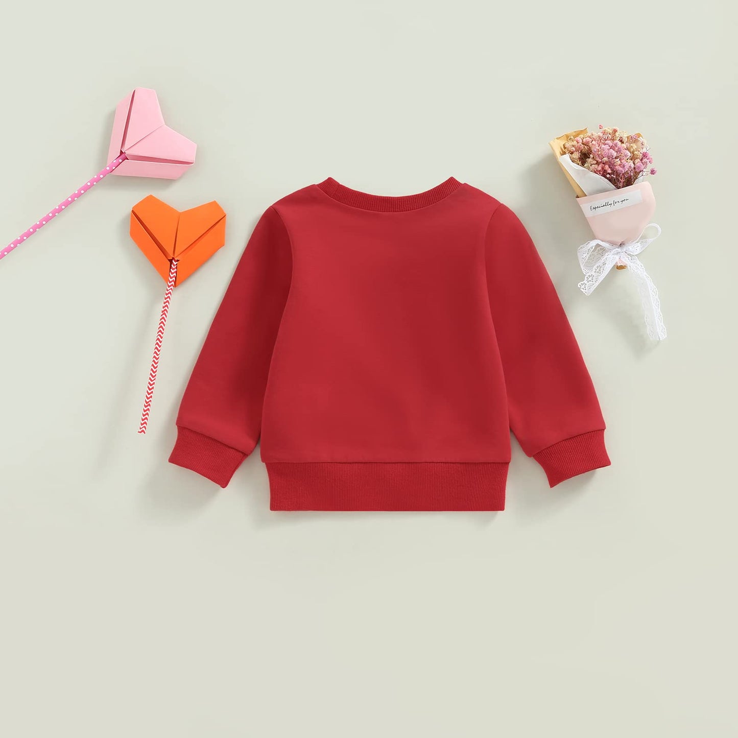 Beqeuewll Baby Boy Girl Valentines Day Outfit Love You More Letter Baby Sweatshirt Long Sleeve Shirt Tops(Love You More-Red, 12-