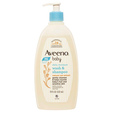 Aveeno Baby Gentle Wash & Shampoo with Natural Oat Extract, Tear-Free, 18 Fl Oz, Pack of 4