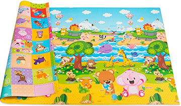 Baby Care Play Mat (Large, Playful - Pinko & Friend) 82'' X 55'' Original One-Piece Reversible Rollable Waterproof Play Mat For