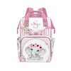 YallLocoMo Personalized Diaper Bag Backpack Gift Pink floral Baby Bow Elephant Large Capacity Nappy Bag: Designed for Travel & E