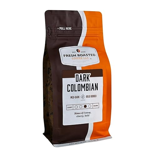 Fresh Roasted Coffee, Dark Colombian Supremo, 12 Oz, Med-Dark Roast, Whole Bean, Kosher