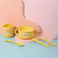 GETZET Baby Feeding Strong Bowl and Cup & 2 Training Chopsticks, 2 Spoon Tableware Kids Feeding Dinnerware Set, Dishwasher Safe,