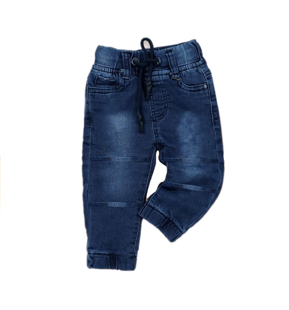 Bold N Elegant KidS Stylish Cotton Denim Jeans Jogger Pant For Infant Toddler Baby Boy N Girl (1824 Months, Dark Blue)
