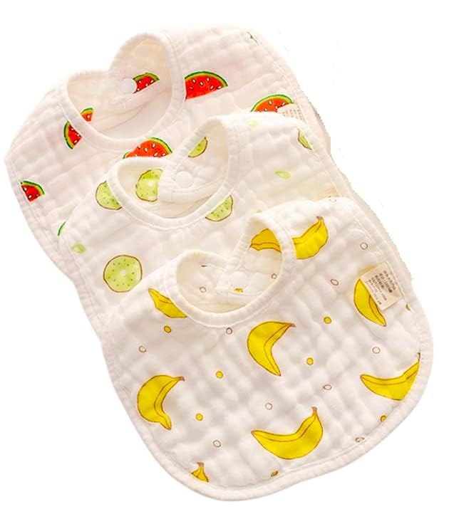 Babygo Muslin Cotton Baby Bibs | Pure Cotton 8Layer Gentle & Breathable Feeding Bibs With Cute Cartoon Prints | Soft, Durable &