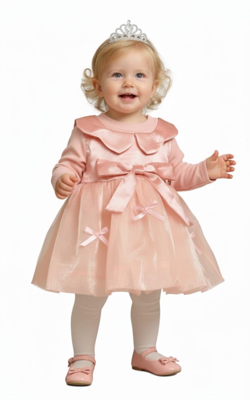 A.T.U.N. (All Things Uber Nice) Girls Pinafore Style Dress With Full Sleeve Inner Look | Texture Fabric With Flared Hem Detail |