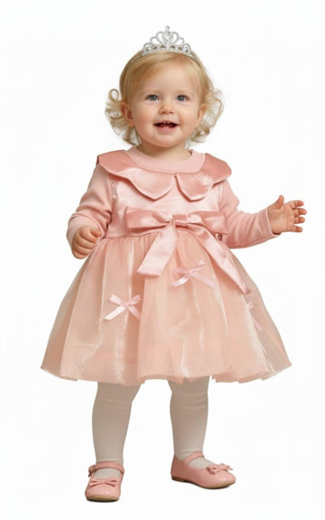 A.T.U.N. (All Things Uber Nice) Girls Pinafore Style Dress With Full Sleeve Inner Look | Texture Fabric With Flared Hem Detail |