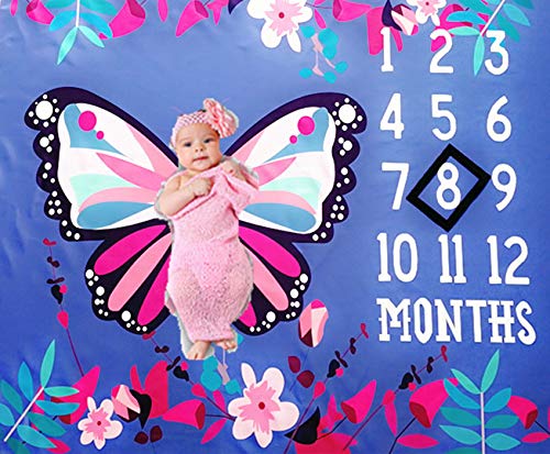 BabyMoon Designer Growth Baby Photography Props Photo Blanket  Photoshoot Bedsheet  Best Baby Shower Gift (Butterfly,40 x 40 