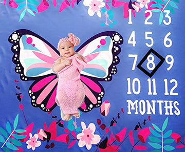 BabyMoon Designer Growth Baby Photography Props Photo Blanket  Photoshoot Bedsheet  Best Baby Shower Gift (Butterfly,40 x 40 