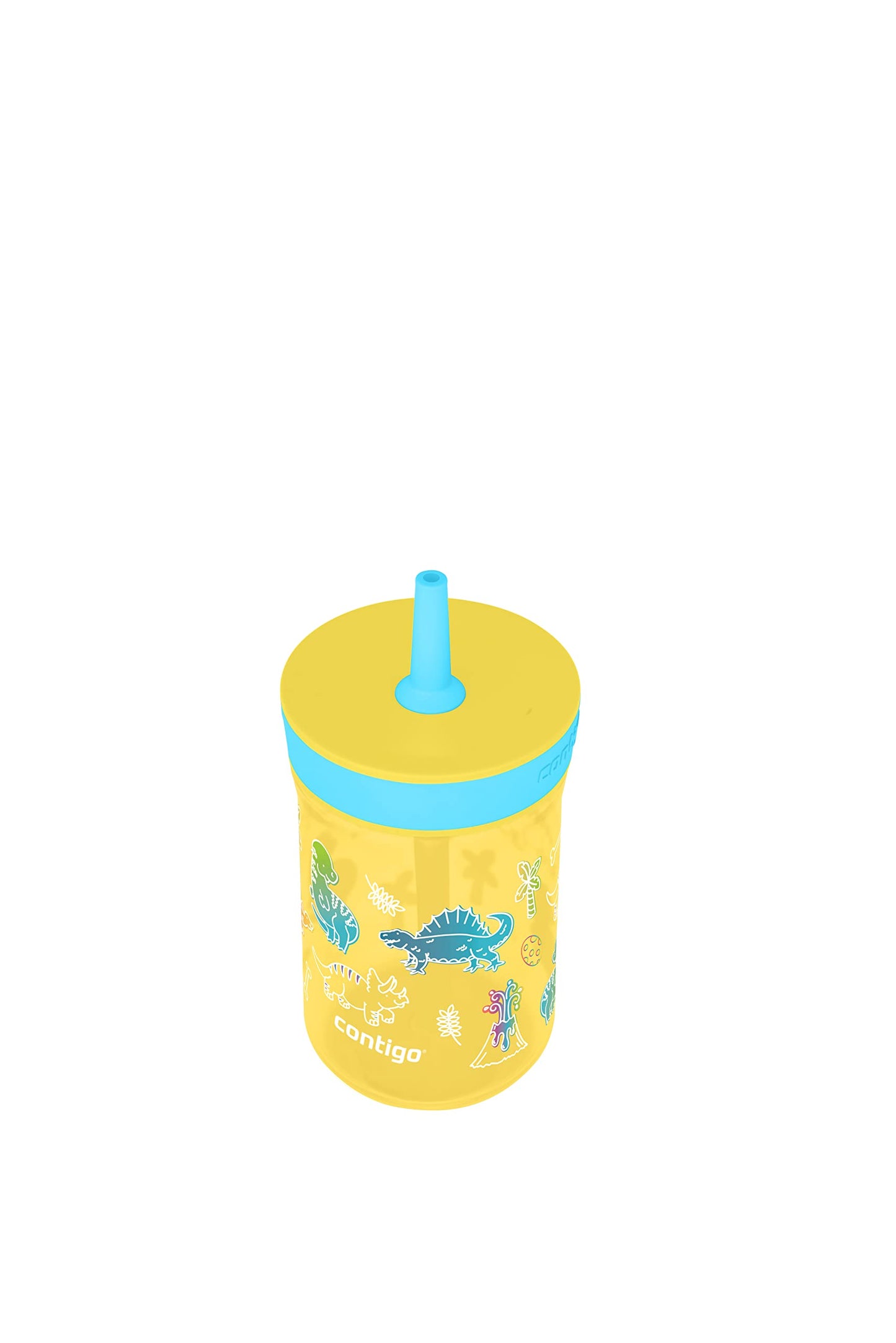Contigo Kids Leighton Straw Tumbler With Spill-Proof Leak-Proof Lid, 14Oz, Pineapple/Dinos