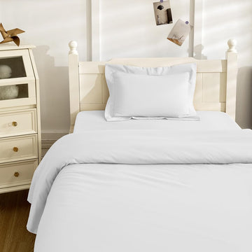 NookZuzu 3 Piece Toddler Sheet Set,White Basics Bed Sheet Set for Toddler,Microfiber 3-Piece Soft Breathable Crib Bedding Set fo