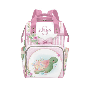 YallLocoMo Personalized Diaper Bag Backpack Gift Pink Floral Baby Turtle Cute Versatile Travel Bag: Large Capacity & Multiple Co