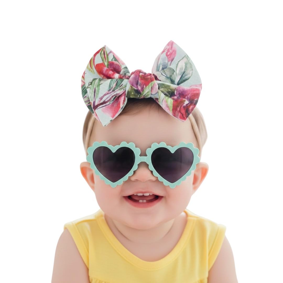Polka Tots Solid Bow Headband And Sunglass Set With Set Of 5 Embellishments  Pink