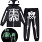 Lovekider Little Boys Girls Halloween Glow In The Dark Skeleton Zipper Hoodie Pants Set 5-6 Years Scary Pullover Funny Sweatsuit