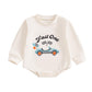 KMBANGI First Birthday Baby Boy Girl Clothes Fast One Race Car Romper Bubble Sweatshirt Top 1st Birthday Cake Smash Outfit (Beig