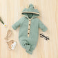 Thorn Tree Newborn Baby Girl Boy Hooded Romper Unisex Baby Knitted Jumpsuit Infant Kids Solid Outfits Baby Girl Boy Jumpsuit (Gr
