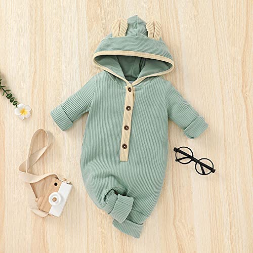 Thorn Tree Newborn Baby Girl Boy Hooded Romper Unisex Baby Knitted Jumpsuit Infant Kids Solid Outfits Baby Girl Boy Jumpsuit (Gr