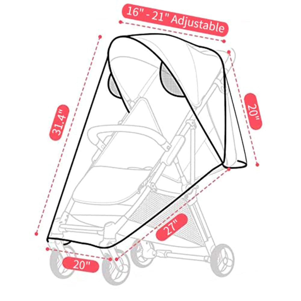Fasoty Clear Stroller Rain Cover, Universal Waterproof Baby Stroller Travel Weather Shield From Wind Snow Dust, With Breathable