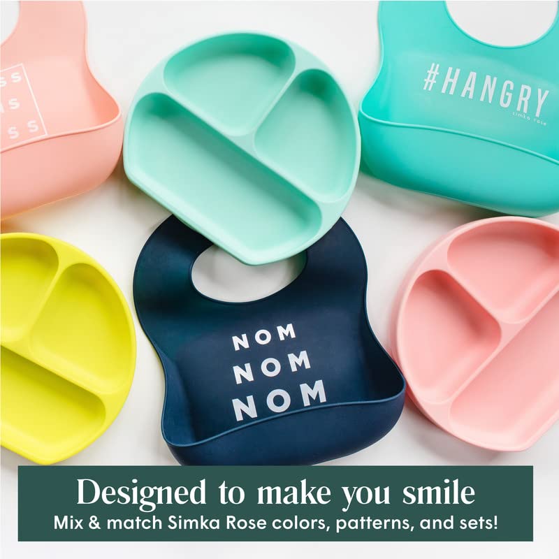 Simka Rose Silicone Bibs for Babies & Toddlers Soft Silicone Baby Bib for Girls&Boys Adjustable Silicone Baby Bibs with Pouch
