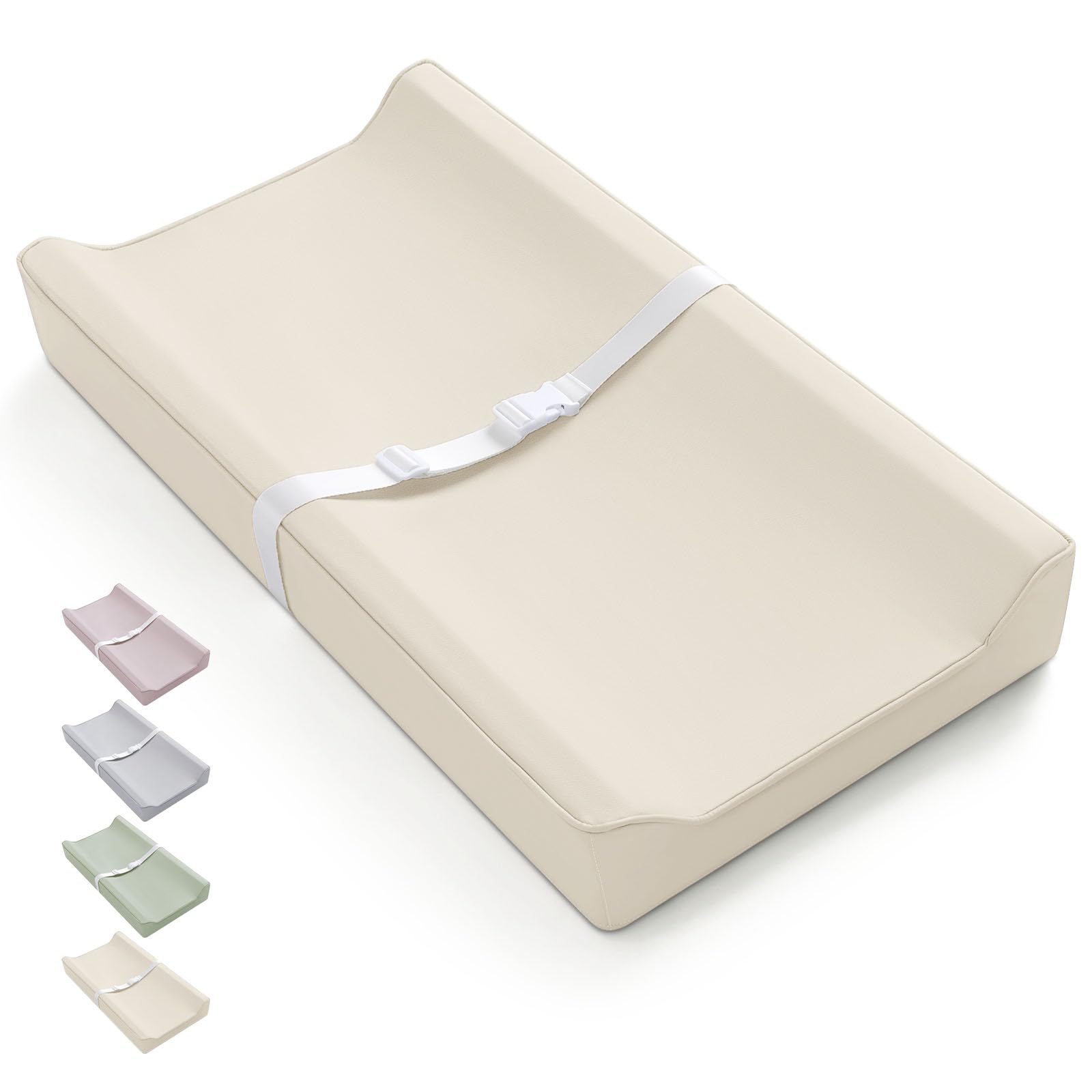 Blissful Diary Vegan Leather Baby Changing Pad with Waterproof & Wipe-Clean PU Cover, Standard Size Cozy Diaper Changing Pad for
