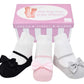 Baby Girl Socks With Mary Jane Or Sneaker Shoe Look - Non-Slip Gripper Soles - 3 Or 6 Pairs - Soft Cotton