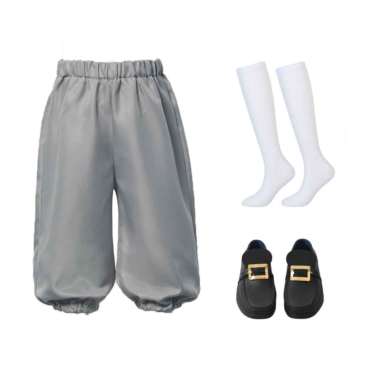 Andhom Boys Colonial Costume Set Knicker Pants Shoe Buckles White Socks Accessories For Colonial Style Boys Knicker Pants