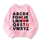 Xfsjgna Valentines Day Sweatshirts Kids 7T Boys Girls Valentine'S Abc I Love U Heart Graphic Shirt Toddler Long Sleeve Tops Pink