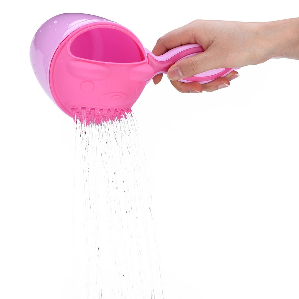 Baby Shampoo Rinse Cup Waterfall Rinser Bath Cup Kid Wash Hair Bathing Flusher Protection Eye For Kids(Pink)