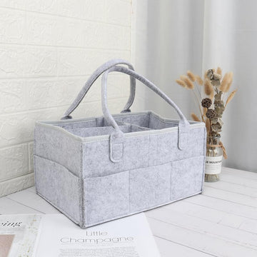 Mahonestfelt Baby Diaper Caddy - Nursery Storage Bin And Car Organizer For Diapers And Baby Wipes (Gray)