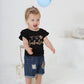 Shalofer Toddler Girl 2Nd Birthday Outfit Second Birthday Outfit Girl Denim Short Set(Black,2T)